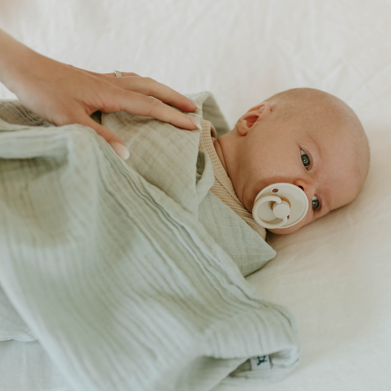 Organic Cotton Muslin Swaddle Blanket | White Sage