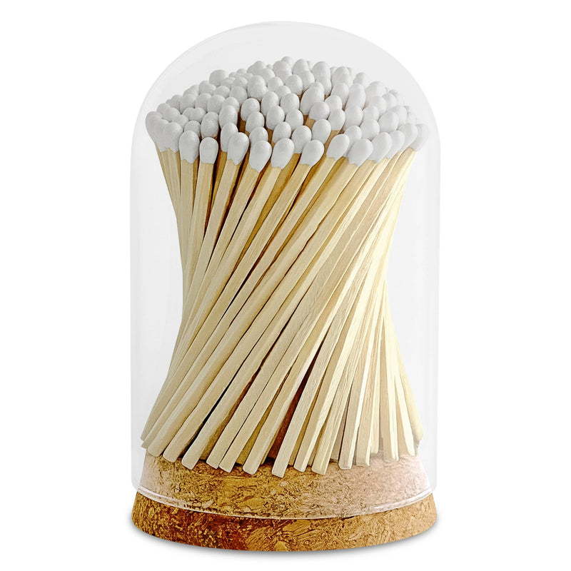 4" Matches in Premium Glass Cloche - Evergreen