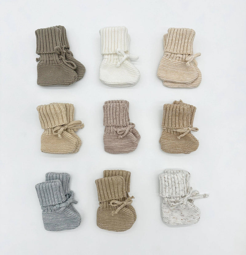 Garter Cotton Knitted Booties: Heathered blue / S | 3-6 months