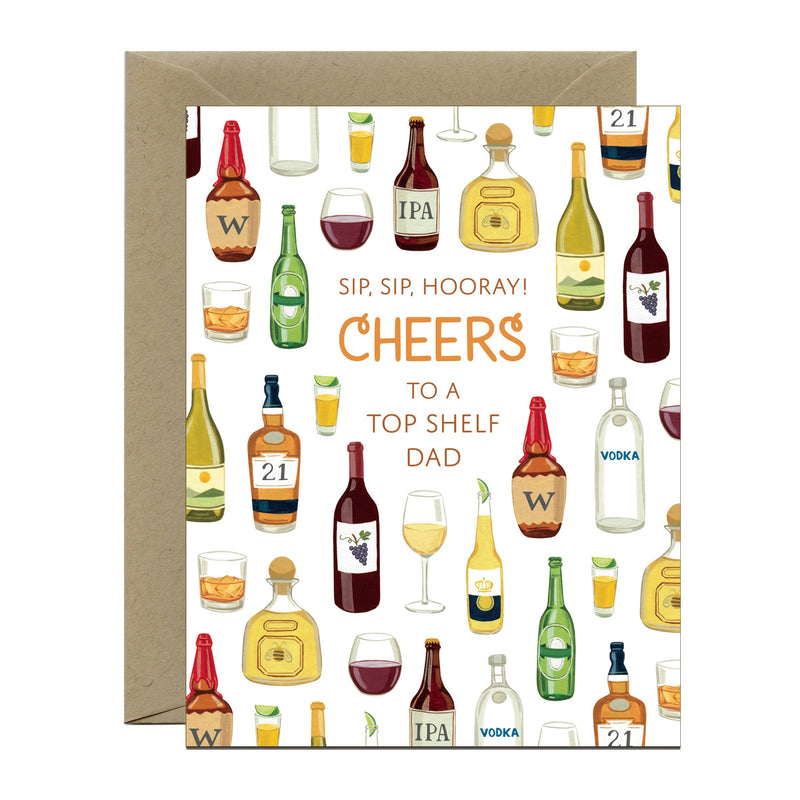 Cheers Dad Top Shelf Drinks Father's Day Card