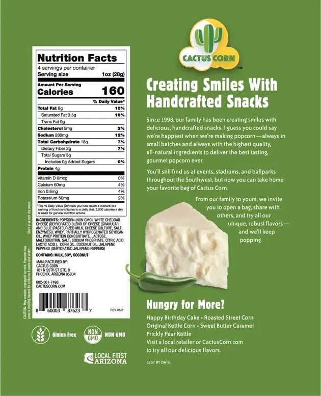 White Cheddar Jalapeno Popcorn - Spicy Gourmet Snack