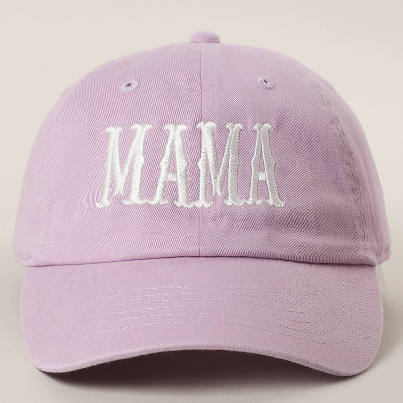 MAMA Typography Embroidered Baseball Cap: LILAC / One Size