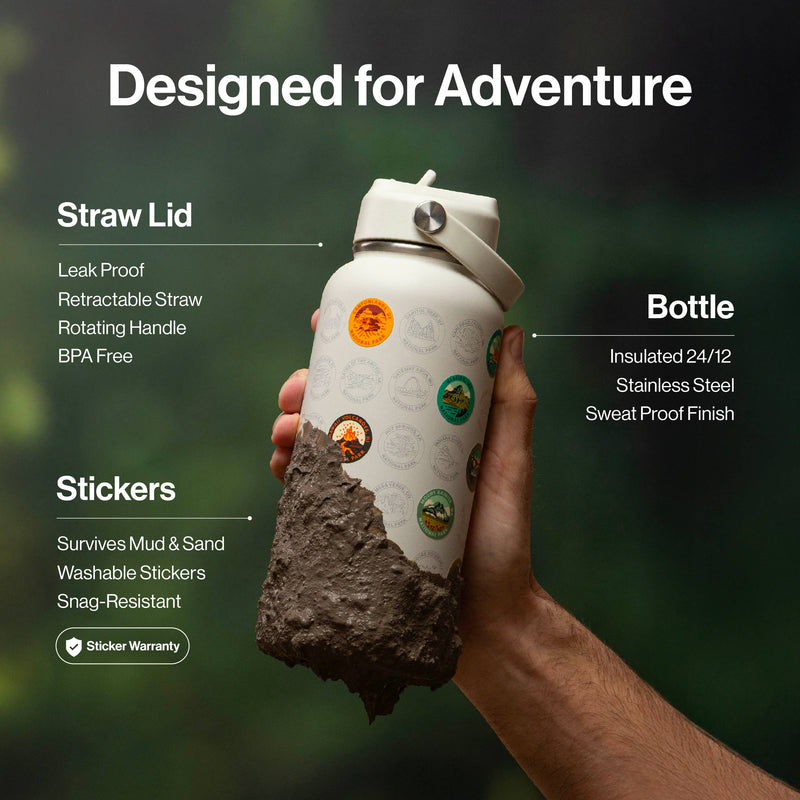 National Parks Insulated Sticker Bottle 32oz: Off-White