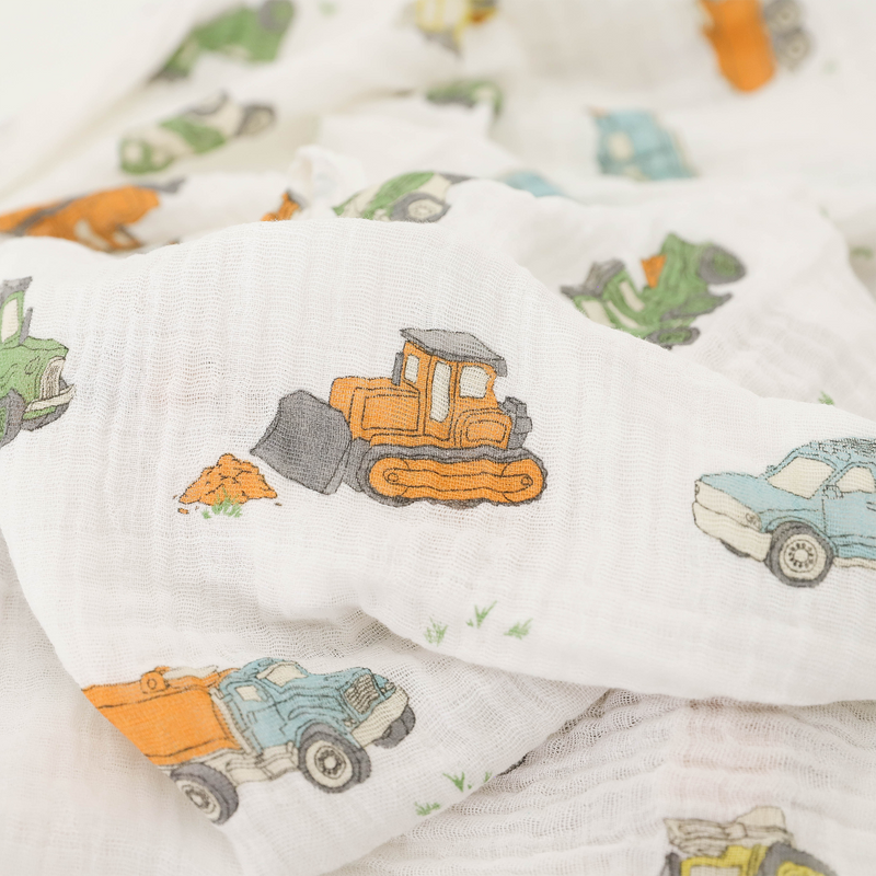 Cotton Muslin Swaddle Blanket | Work Trucks