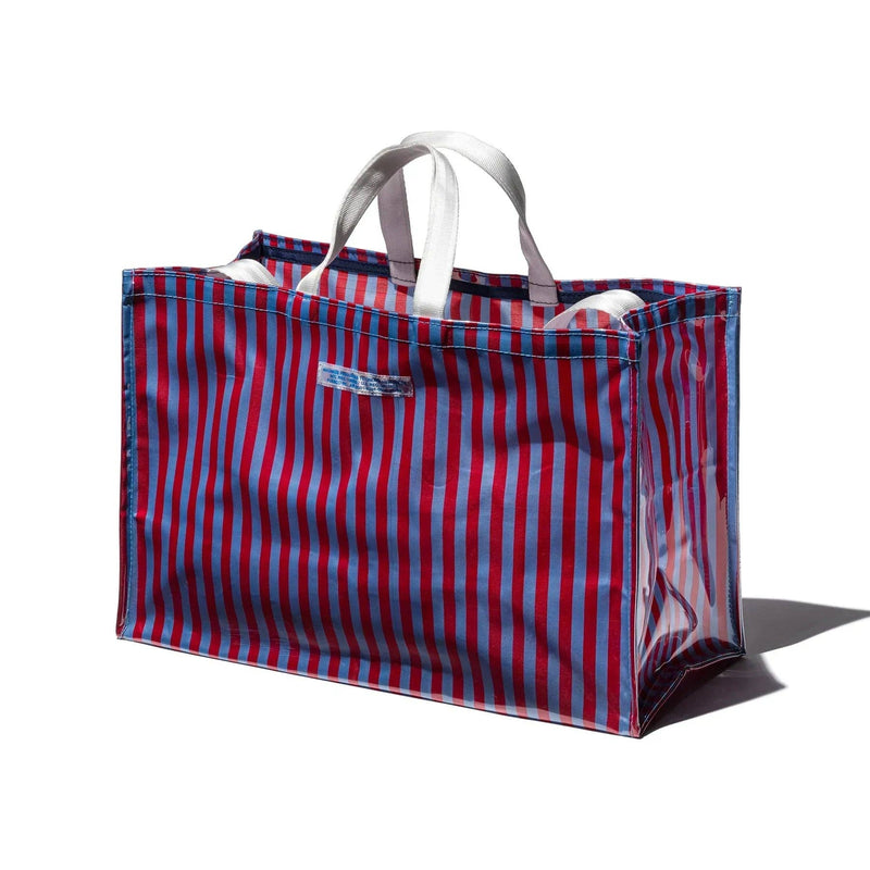 Covered School Tie Fabric Market Bag: Green x Light Blue