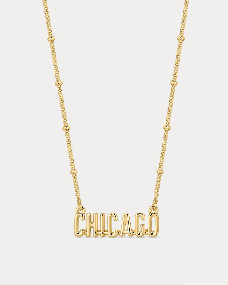 The MLB Nameplate Pendant Necklace- Gold: LA Dodgers