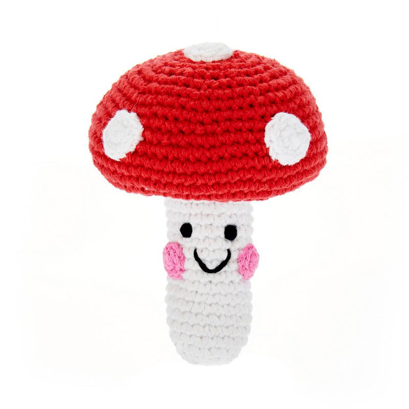 Whimsical Red Mushroom Rattle – Baby Gift-Ready Plush Toy