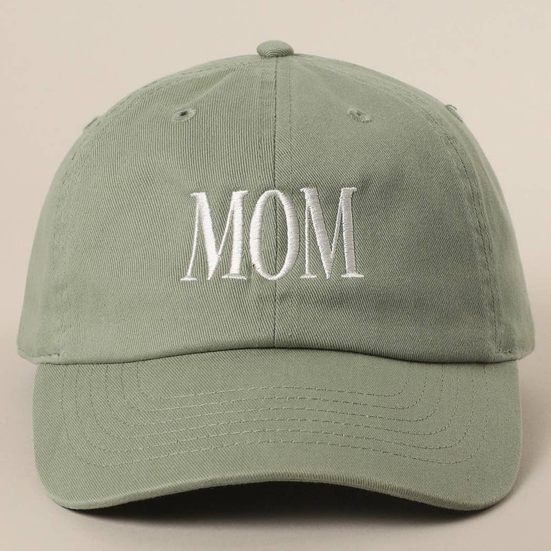 MOM Lettering Embroidery Baseball Cap: MAUVE / One Size
