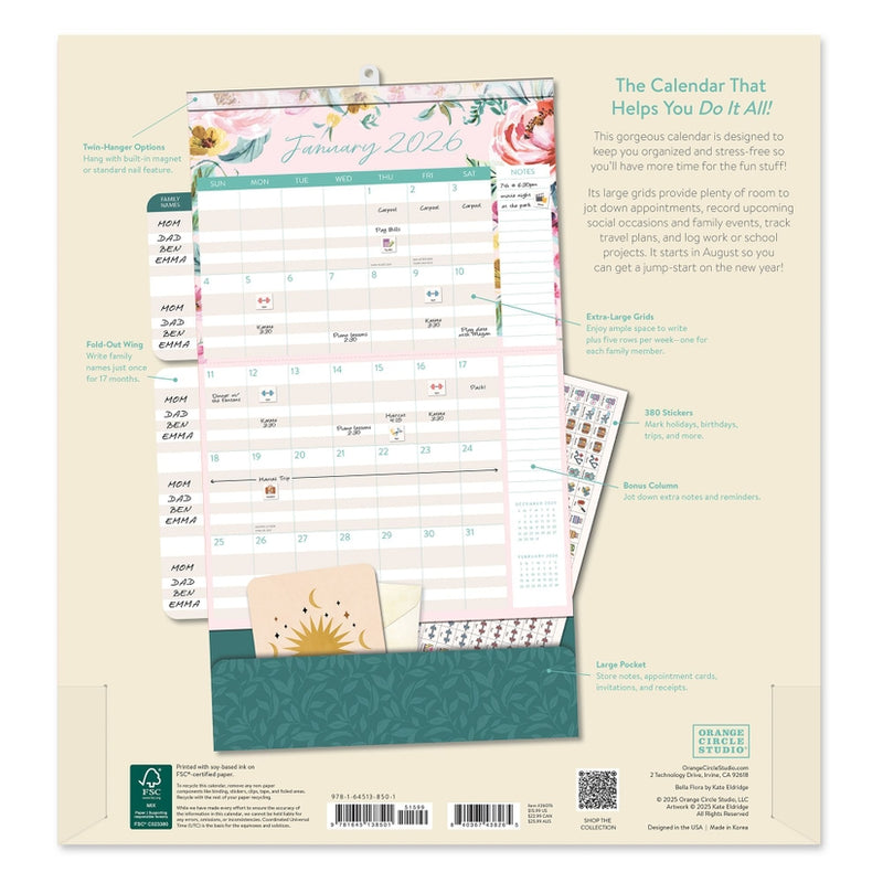 2026 Bella Flora Dia Wall Calendar
