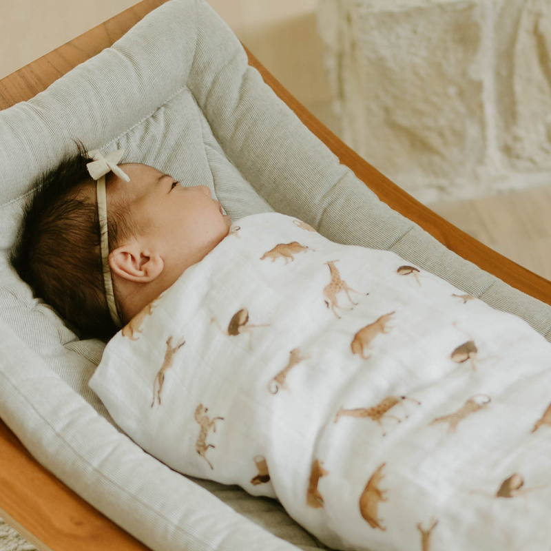 Organic Cotton Muslin Swaddle Blanket | Animal Crackers