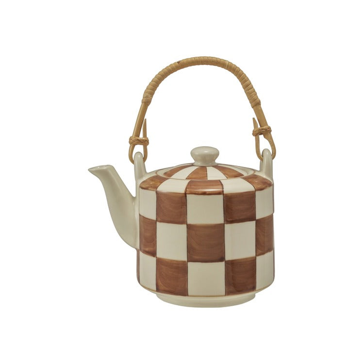 Stoneware Checkered Teapot