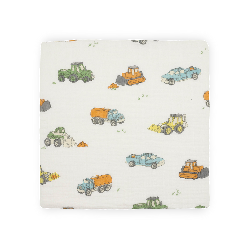 Cotton Muslin Swaddle Blanket | Work Trucks