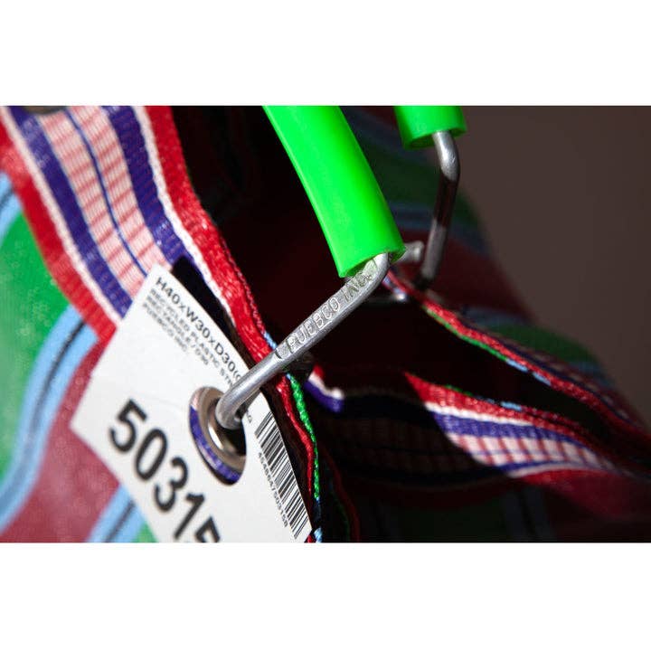Recycled Plastic Stripe Bag - Wide: Green x Red