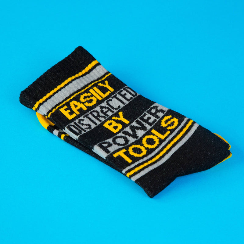 Easily Distracted By Power Tools Gym Crew Socks