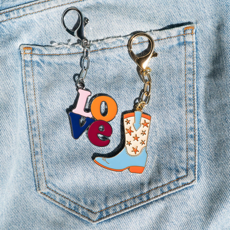 Enamel Bag Charm / keychain - Cowboy Boot