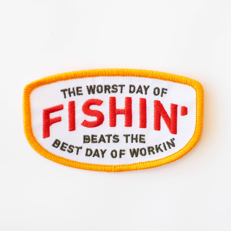 Fishin' Beats Workin' Embroidered Iron on Patch: Yes
