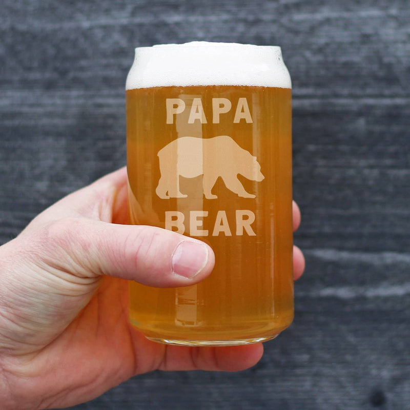 Papa Bear Beer Can Pint Glass - Dad and Grandpa Gifts