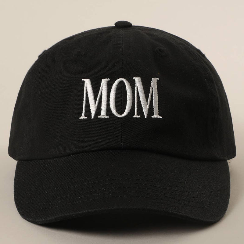 MOM Lettering Embroidery Baseball Cap: MAUVE / One Size