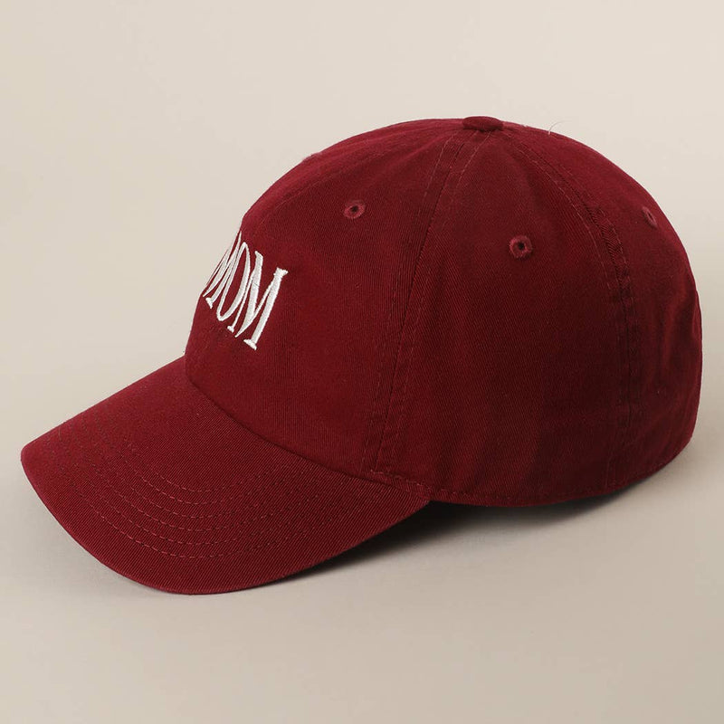 MOM Lettering Embroidery Baseball Cap: MAUVE / One Size