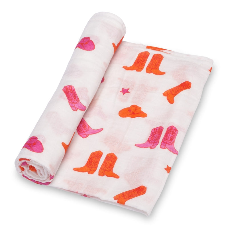 Life Is Better in Pink Boots Baby Muslin Swaddle Blanket
