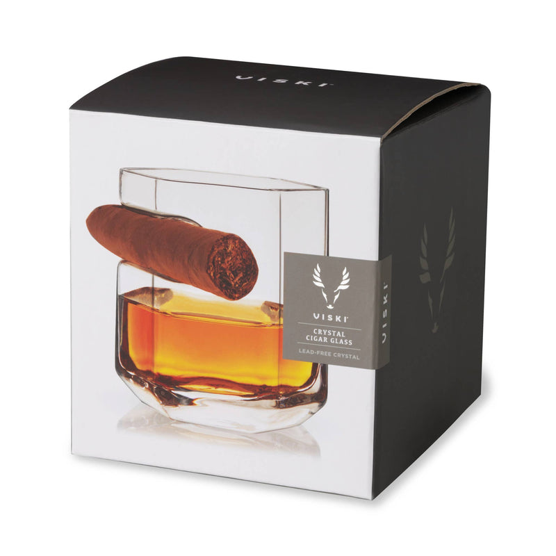 Raye™ Crystal Whiskey Glass with Builtin Cigar Holder