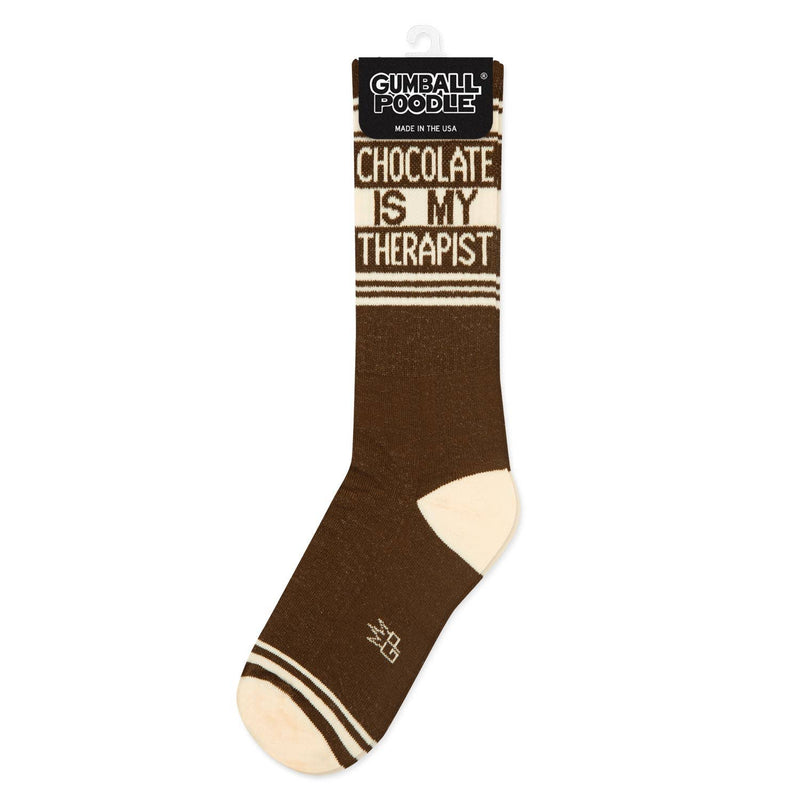 Chocolate Is My Therapist Gym Crew Socks