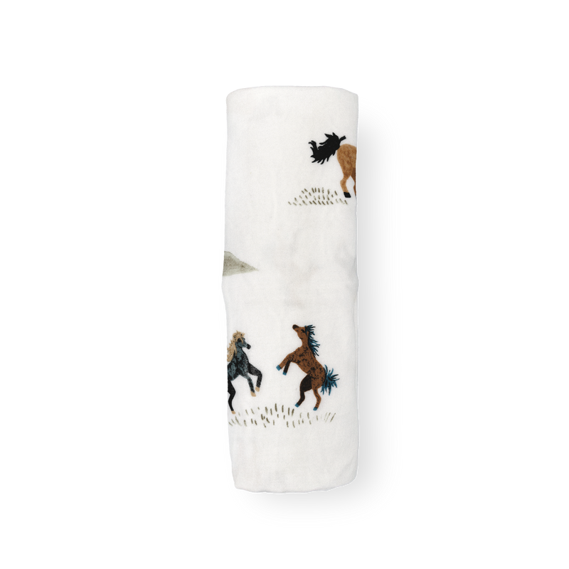 Stretch Knit Swaddle Blanket | Wild Horses