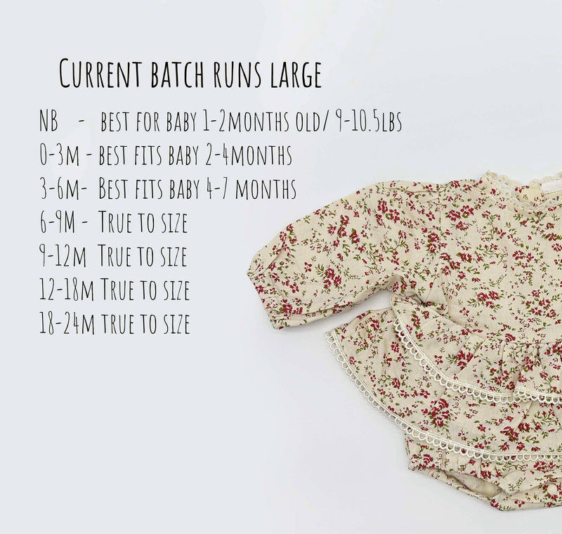 Bella Floral Romper: 2pc set (romper+bow) / 6-9 months