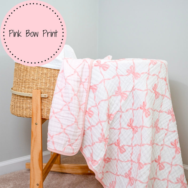 Beautiful Bows Baby Toddler Muslin Blanket