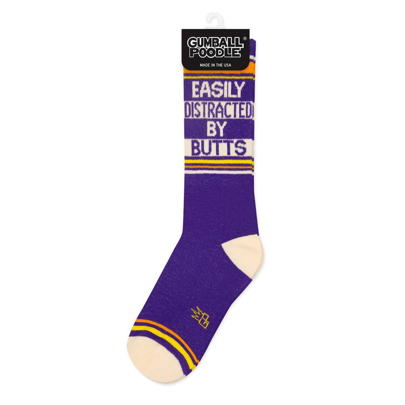 Easily Distracted By Butts Gym Crew Socks