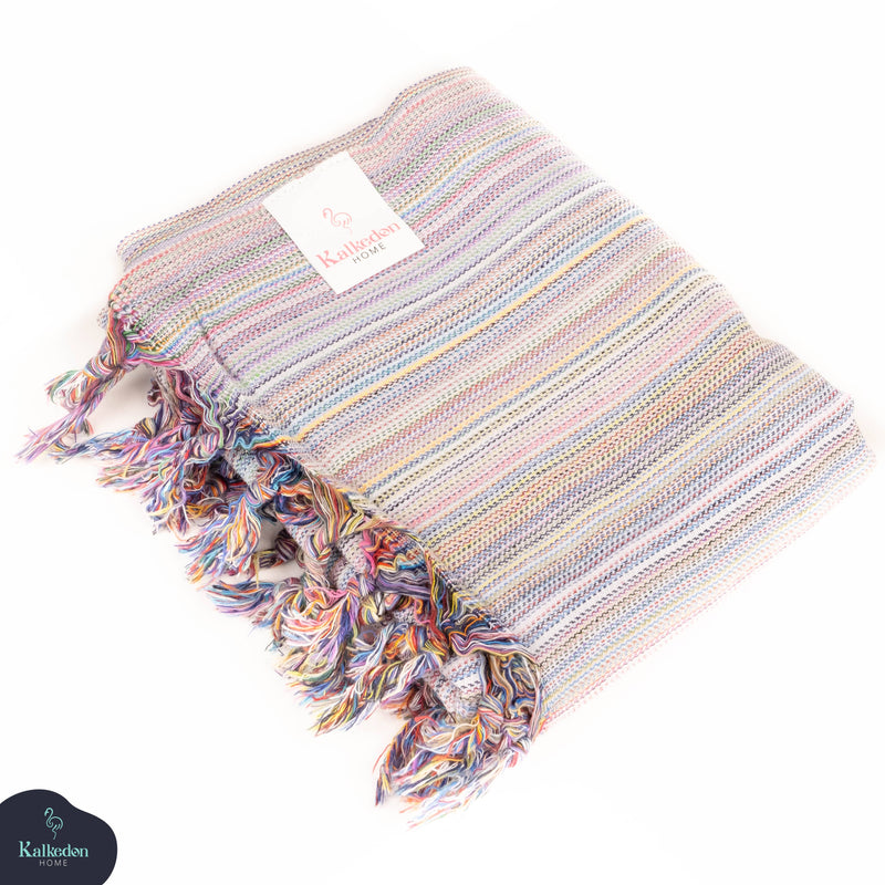Rainbow Beach Towel | Turkish Towel | Sarong | Beach Wrap: Gray