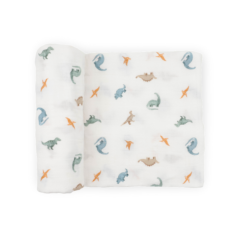 Organic Cotton Muslin Swaddle Blanket | Little Dino