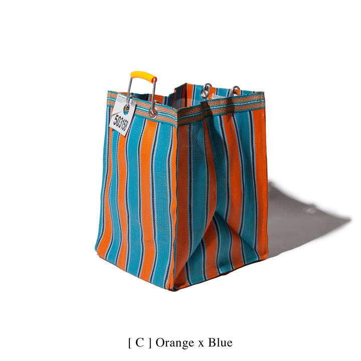Recycled Plastic Stripe Bag - Rectangle D30: Orange x Blue
