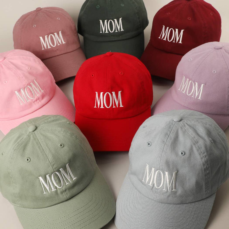 MOM Lettering Embroidery Baseball Cap: LILAC / One Size