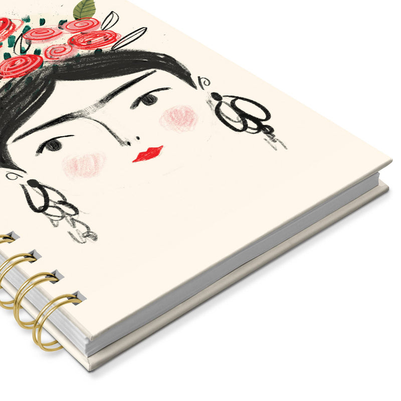 Spiral Notebook Medium - Portrait of Woman with Flower Crown
