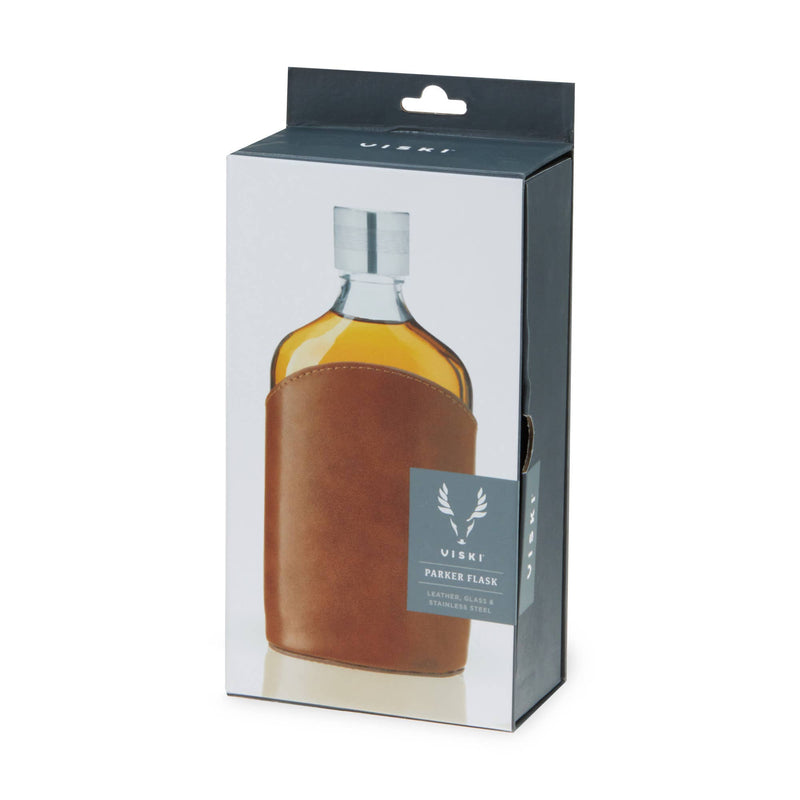 Admiral™ Vintage Style Parker LeatherWrapped Glass Flask