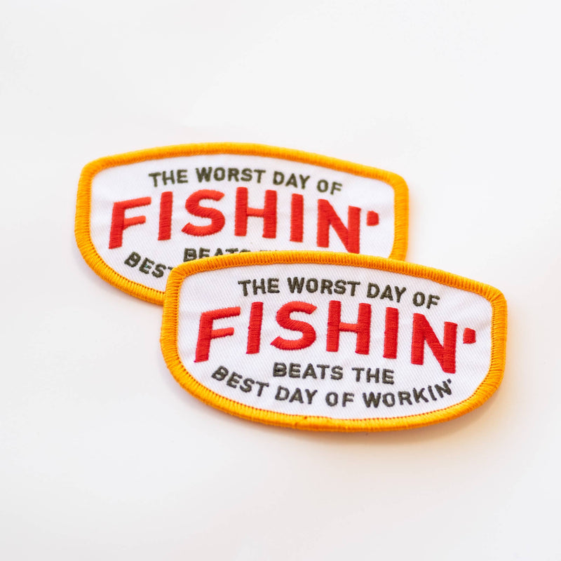Fishin' Beats Workin' Embroidered Iron on Patch: Yes