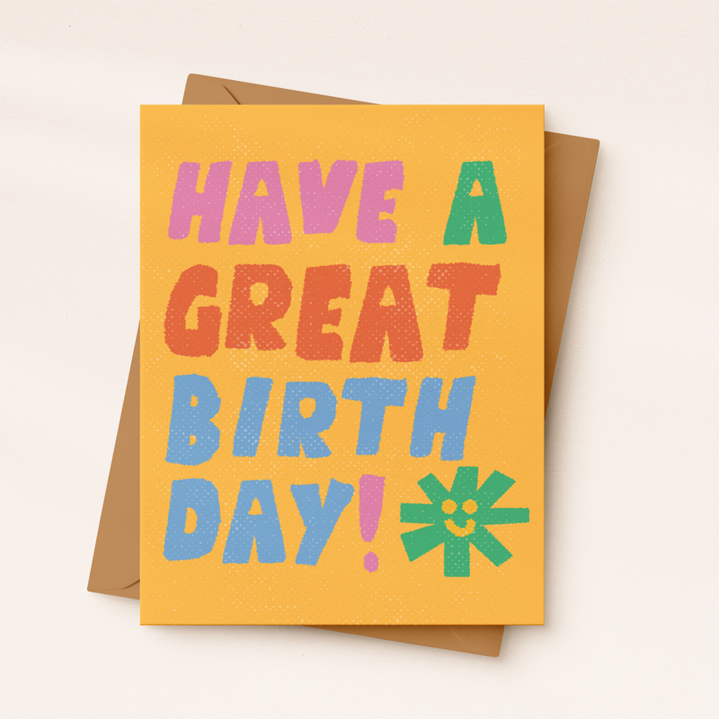 Bright Birthday Card for Kids & Adults | Colorful Retro Card