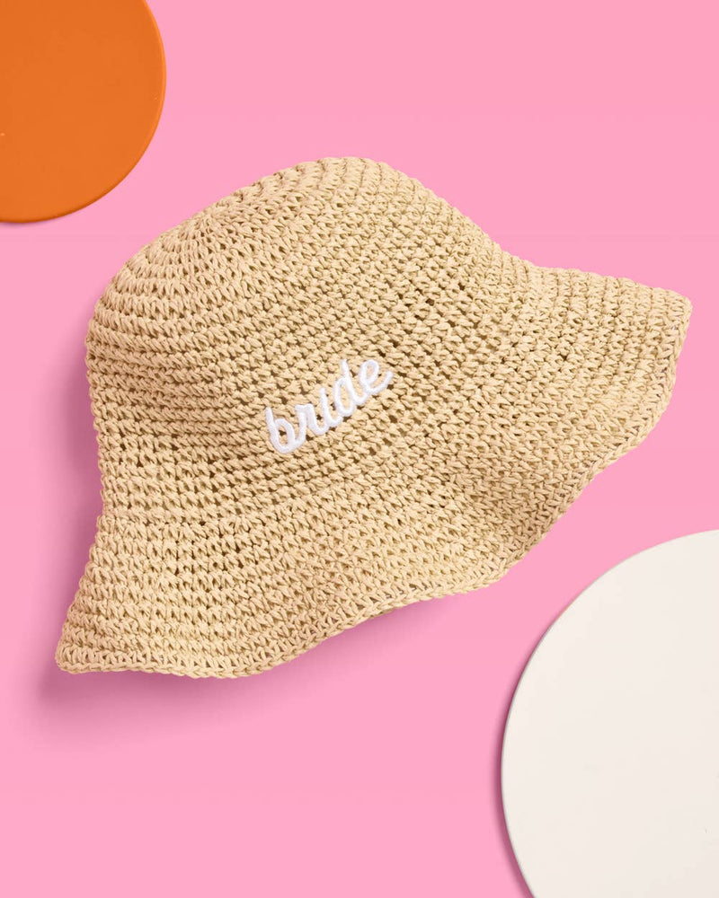 Bride Straw Bucket Hat