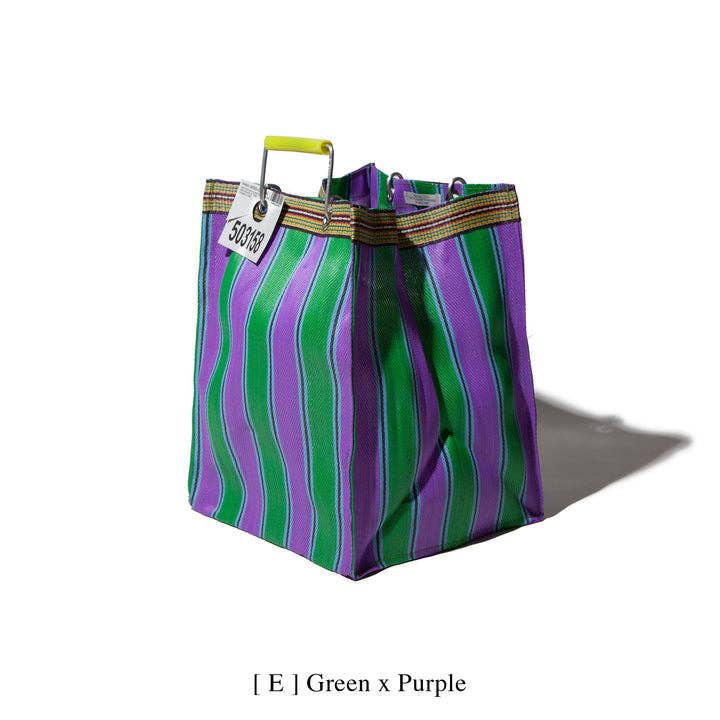 Recycled Plastic Stripe Bag - Rectangle D30: Orange x Blue