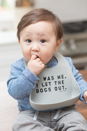 I Let the Dogs Out Wonder Bib - Cement