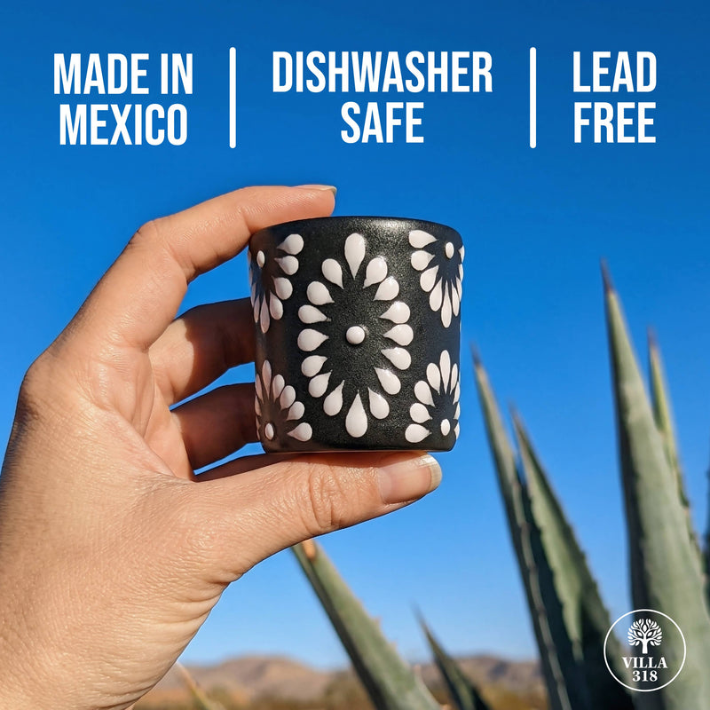 Talavera Shot Glass - Black & White