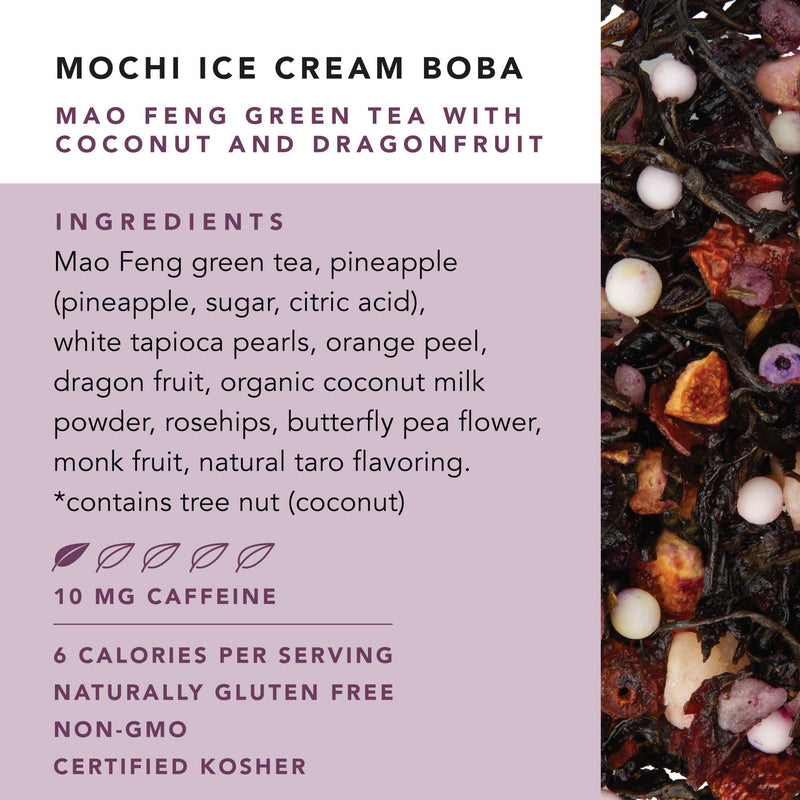 Boba Tea Mochi Ice Cream Box of 12 Pyramid Sachets