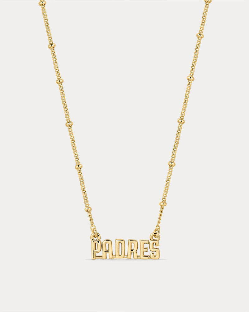 The MLB Nameplate Pendant Necklace- Gold: LA Dodgers