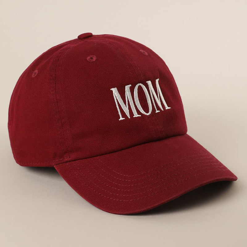 MOM Lettering Embroidery Baseball Cap: MAUVE / One Size