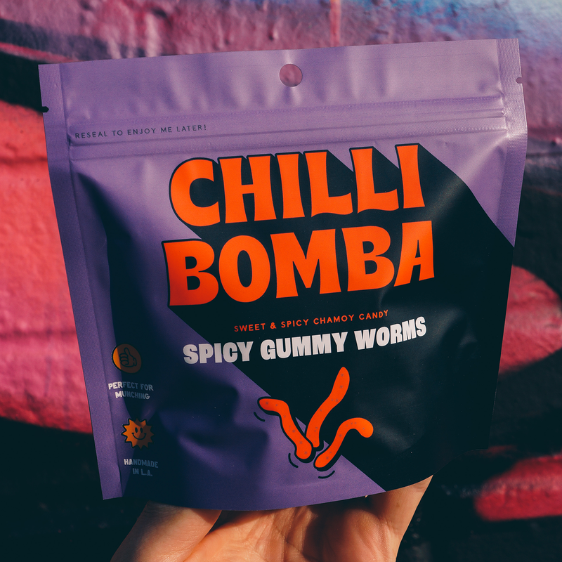 Chilli Bomba Spicy Gummy Worms Chili Chamoy Candy 8oz/6ct