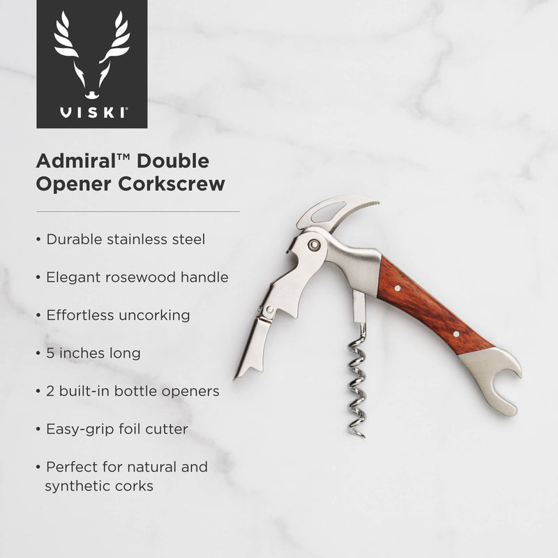 Admiral™ Rosewood DoubleHinged Corkscrew and Foil Cutter