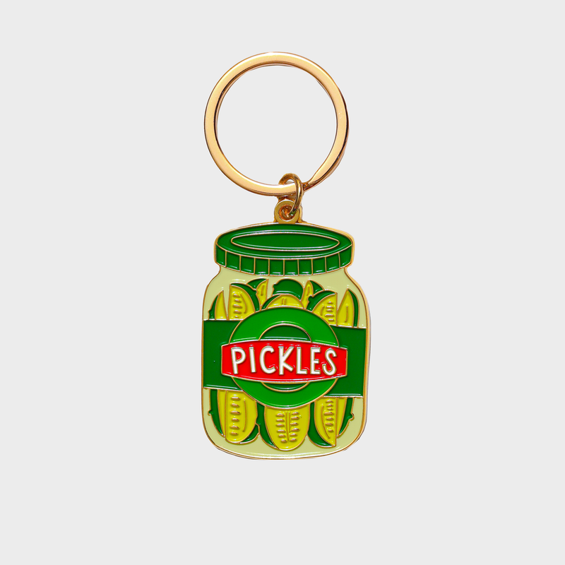 Pickle Jar Enamel Keychain Bag Charm