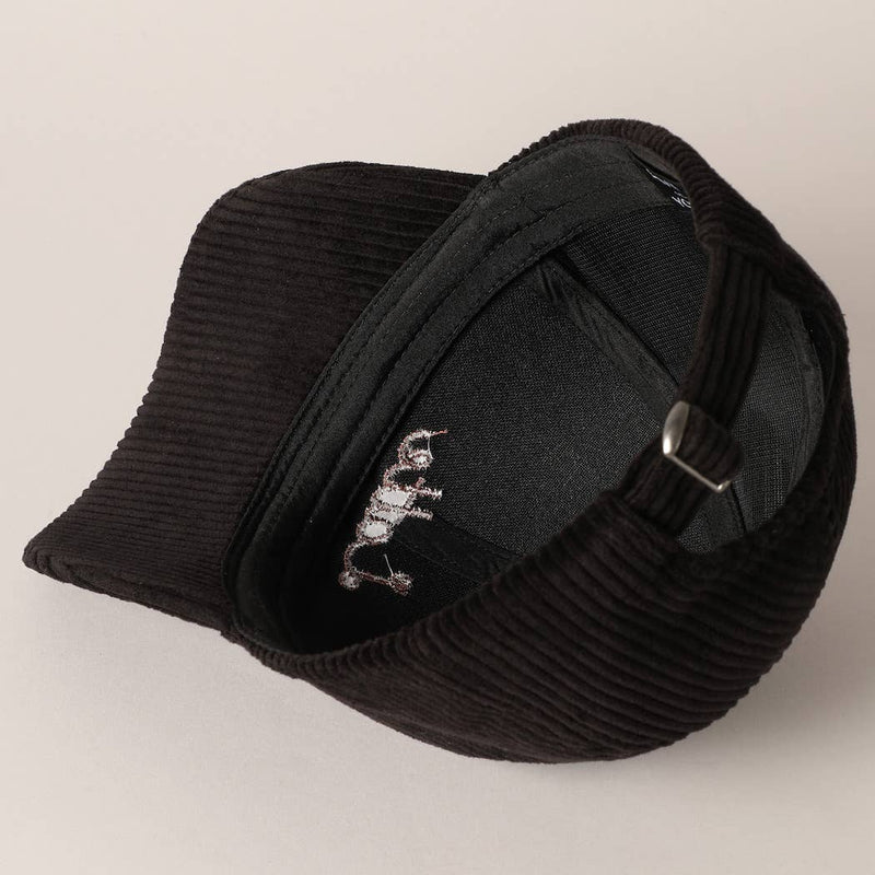 Latte Text Embroidery Corduroy Baseball Cap: Brown / ONE SIZE