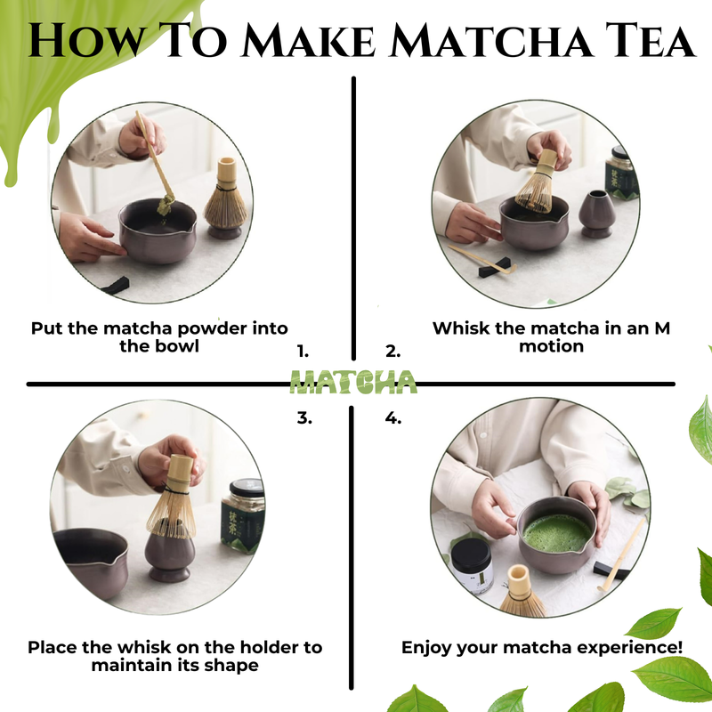 Japanese Matcha Set - Black - Bowl, Whisk, Holder, Scooper